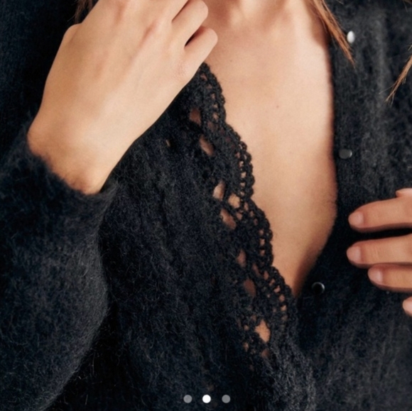 SEZANE ANGIE MOHAIR CARDIGAN IN BLACK - Picture 5 of 13